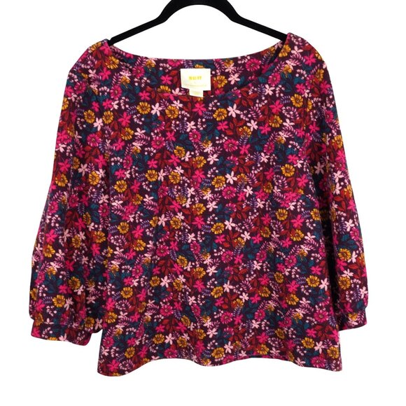 Maeve Anthropologie Floral Print Top Large Vibrant Botanical Boho Blouse - Picture 1 of 9